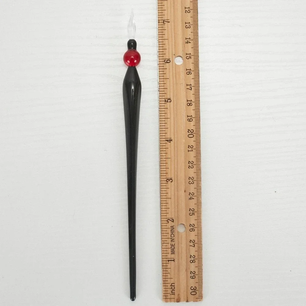 Murano Glass Dip‎ Pen Writing Set Handmade Italy Black Red Ink Boxed Gift Set